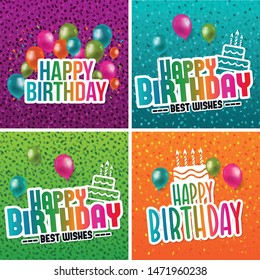 Happy Birthday Collection greeting templates. Invitation cards to the party.