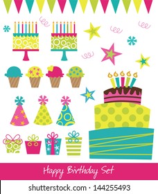 happy birthday collection. vector illustration