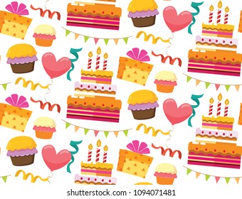 Happy birthday color vector pattern