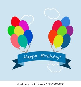 Happy Birthday Colored Balloons On Background Stock Vector (Royalty ...