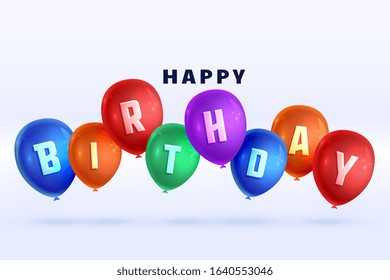happy birthday colorful 3d balloons background design