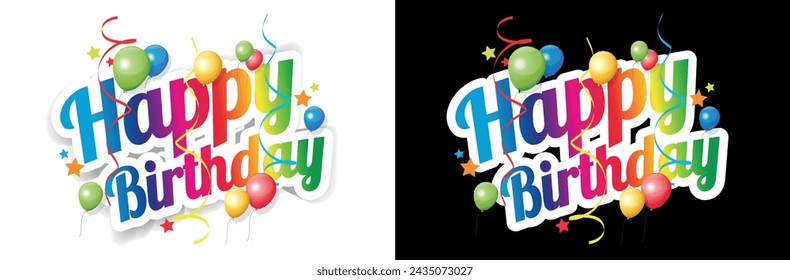 Happy birthday with colorful balloons