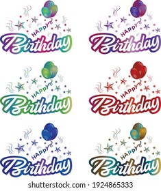 Happy birthday with colorful balloons collection. Vector file best for cards. six colors available