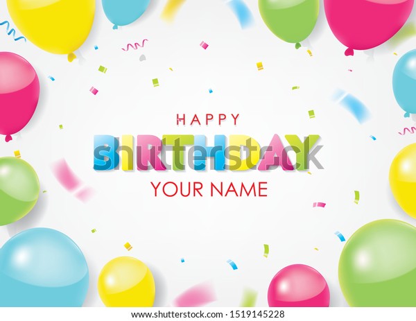 Happy Birthday Colorful Balloons Confetti Background Stock Vector ...