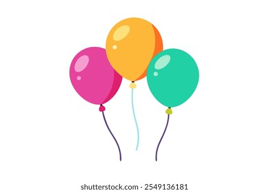 happy birthday colorful balloons vector art, balloons art