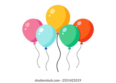 happy birthday colorful balloons vector art , celebration balloon art on white background