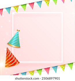 happy birthday colorful bunting background with text space vector