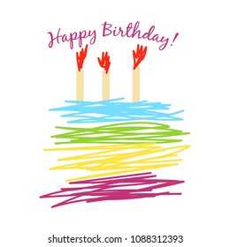 Happy Birthday colorful cake vector illustrayion hand drawing  sinple desing