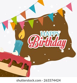 Happy birthday colorful card design, vector illustration.