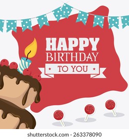 Happy birthday colorful card design, vector illustration.