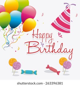 Happy birthday colorful card design, vector illustration.
