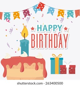 Happy birthday colorful card design, vector illustration.