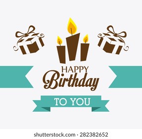 Happy birthday colorful card design, vector illustration.