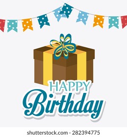 Happy birthday colorful card design, vector illustration.