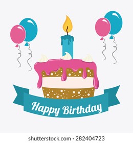 Happy birthday colorful card design, vector illustration.