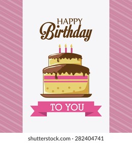 Happy birthday colorful card design, vector illustration.