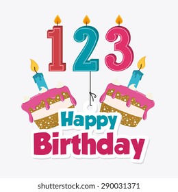 Happy birthday colorful card design, vector illustration.