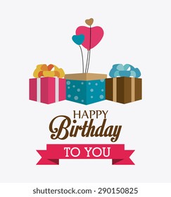 Happy birthday colorful card design, vector illustration.