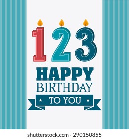 Happy birthday colorful card design, vector illustration.
