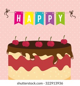 Happy birthday colorful card design, vector illustration.