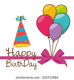 Happy birthday colorful card design, vector illustration.