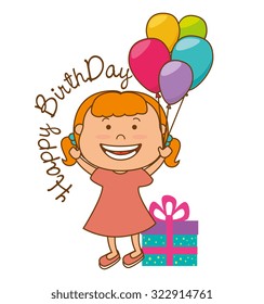 Happy birthday colorful card design, vector illustration.