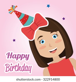 Happy birthday colorful card design, vector illustration.