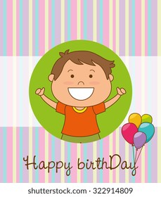 Happy birthday colorful card design, vector illustration.