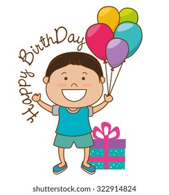 Happy birthday colorful card design, vector illustration.