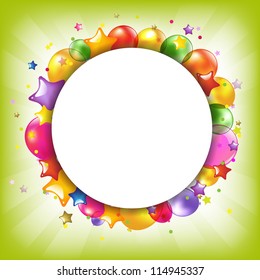 Happy Birthday Colorful Card With Speech Bubble, Vector Illustration