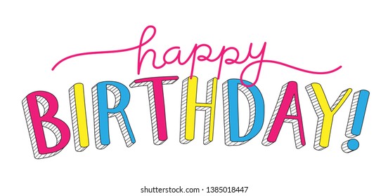 HAPPY BIRTHDAY! colorful hand lettering banner