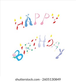 Happy birthday in colorful letters