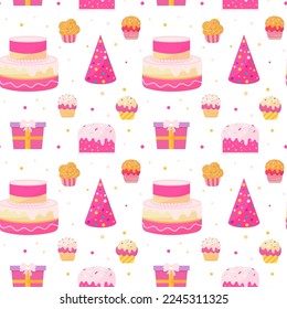 Happy birthday colorful seamless pattern