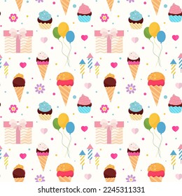 Happy birthday colorful seamless pattern