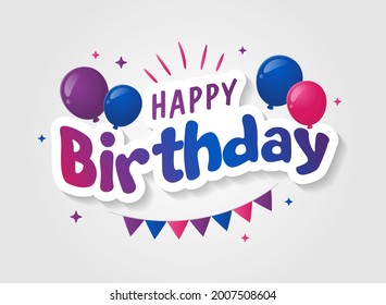 Happy birthday colorful text vector
