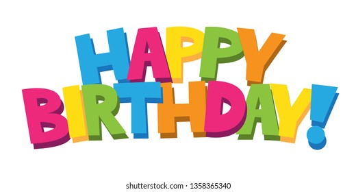Happy Birthday Colorful Twotone Hand Lettering Stock Vector (Royalty ...