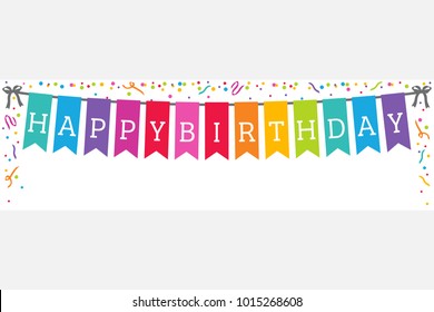 Happy Birthday Colorful Wide Banner Vector Illustration 1