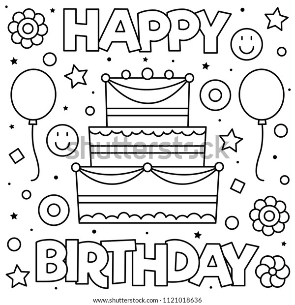 880 Coloring Page Happy Birthday Cake Images & Pictures In HD