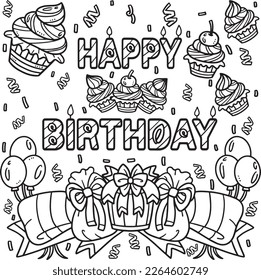 Happy Birthday Coloring Page for Kids