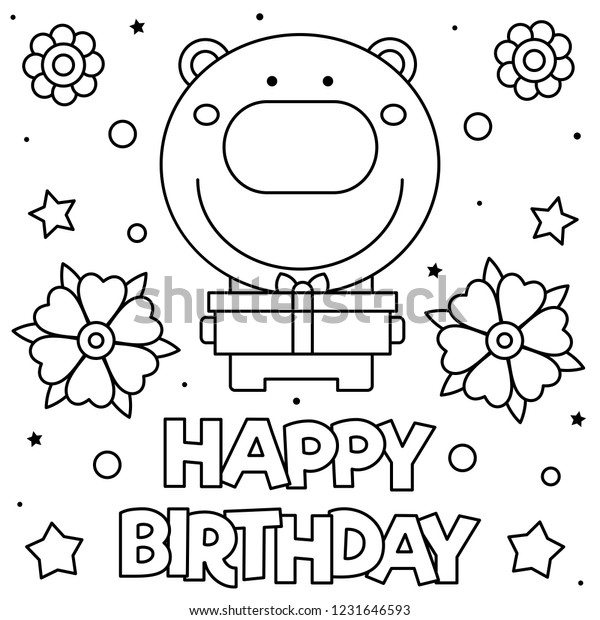 happy birthday coloring page vector illustration stock