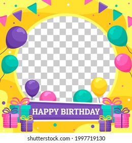 Happy Birthday Colour Vector Frame Inscription Stock Vector (Royalty ...