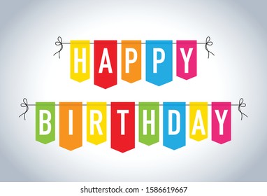 Happy birthday colourful bunting background