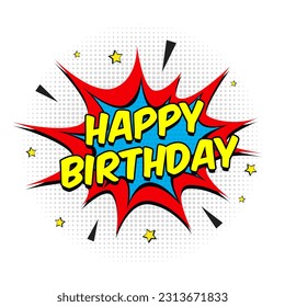 
happy birthday comic bubble pop art vector illustration