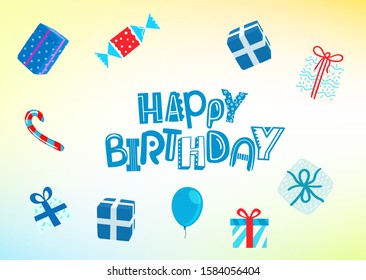 Feliz cumpleaños con cajas de regalo 