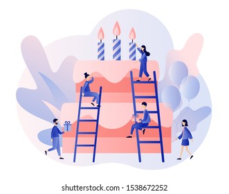 Happy birthday concept. Modern flat cartoon style. Vector illustration