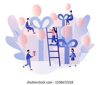 Happy birthday concept. Modern flat cartoon style. Vector illustration