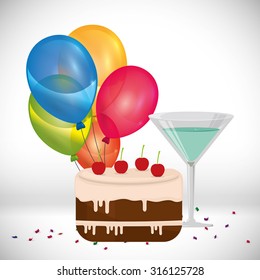 Happy Birthday concept with party icons design, vector illustration 10 eps graphic.