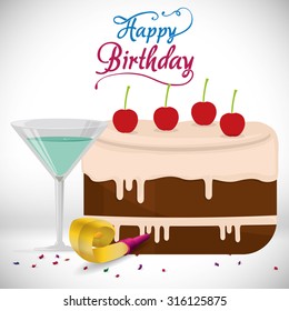 Happy Birthday concept with party icons design, vector illustration 10 eps graphic.
