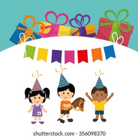 Happy Birthday  concept with party icons design, vector illustration 10 eps graphic.