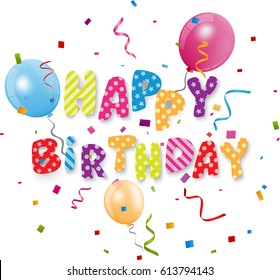 Happy birthday with confetti 
